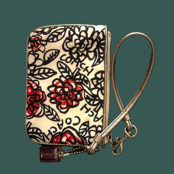 Coach Poppy Y2K Graffiti Daisey Wristlet with hang tag Silver Hardware EUC - Picture 6 of 10